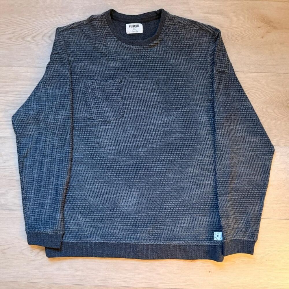 Linksoul Men's Grey and Blue Jumper